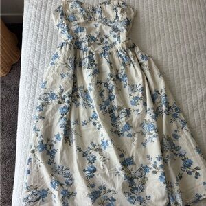 a new day White Strapless Dress with Blue Floral Detail